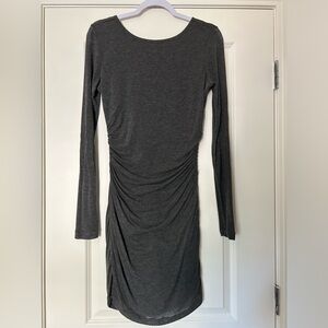Guess Gray Ruched Long Sleeve Bodycon Dress